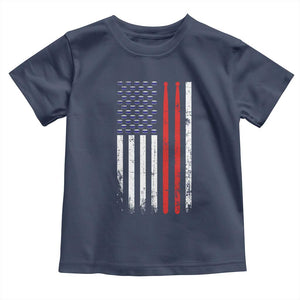 Patriotic Drummer Toddler T Shirt Percussionist Gift Drumming Drumsticks American Flag TS10 Navy Print Your Wear