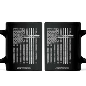 Christian Drummer Coffee Mug American Flag Drumsticks Religious Faith Cross Patriotic TS10 Black Print Your Wear