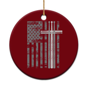 Christian Drummer Ceramic Ornament American Flag Drumsticks Religious Faith Cross Patriotic TS10 1pc Red Print Your Wear