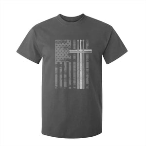Christian Drummer T Shirt For Kid American Flag Drumsticks Religious Faith Cross Patriotic TS10 Dark Heather Print Your Wear