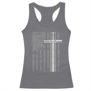 Christian Drummer Racerback Tank Top American Flag Drumsticks Religious Faith Cross Patriotic TS10 Charcoal Print Your Wear