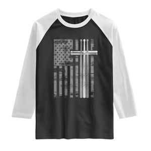 Christian Drummer Raglan Shirt American Flag Drumsticks Religious Faith Cross Patriotic TS10 Black White Print Your Wear