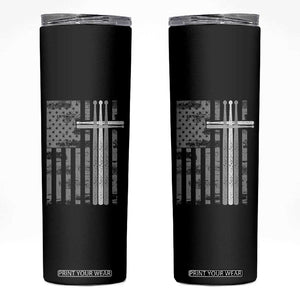 Christian Drummer Skinny Tumbler American Flag Drumsticks Religious Faith Cross Patriotic TS10 Black Print Your Wear