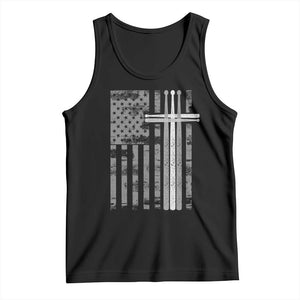 Christian Drummer Tank Top American Flag Drumsticks Religious Faith Cross Patriotic TS10 Black Print Your Wear