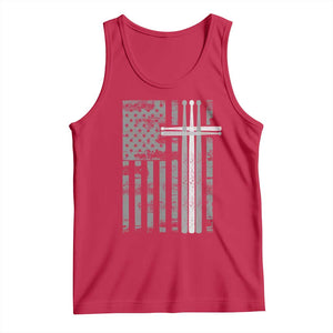 Christian Drummer Tank Top American Flag Drumsticks Religious Faith Cross Patriotic TS10 Red Print Your Wear