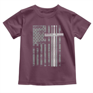 Christian Drummer Toddler T Shirt American Flag Drumsticks Religious Faith Cross Patriotic TS10 Maroon Print Your Wear