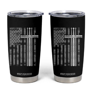 Christian Drummer Tumbler Cup American Flag Drumsticks Religious Faith Cross Patriotic TS10 Black Print Your Wear