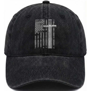 Christian Drummer Washed Cotton Baseball Cap American Flag Drumsticks Religious Faith Cross Patriotic TS10 Print Your Wear