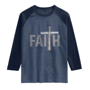 Christian Drummer Raglan Shirt Faith Drum Stick Cross TS10 Heather Denim Navy Print Your Wear