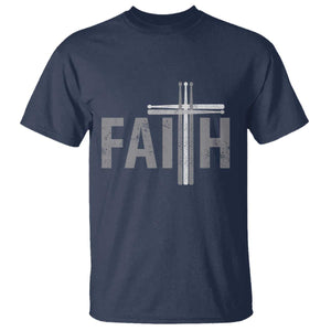 Christian Drummer T Shirt Faith Drum Stick Cross TS10 Navy Print Your Wear