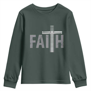 Christian Drummer Youth Sweatshirt Faith Drum Stick Cross TS10 Dark Forest Green Print Your Wear