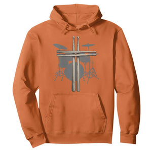 Christian Drummer Hoodie Drum Sticks Cross Percussionist Jesus Church TS10 Orange Print Your Wear