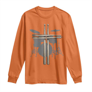 Christian Drummer Long Sleeve Shirt Drum Sticks Cross Percussionist Jesus Church TS10 Orange Print Your Wear