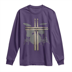 Christian Drummer Long Sleeve Shirt Drum Sticks Cross Percussionist Jesus Church TS10 Purple Print Your Wear