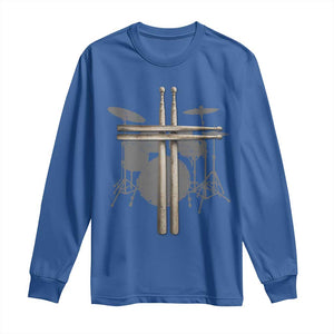 Christian Drummer Long Sleeve Shirt Drum Sticks Cross Percussionist Jesus Church TS10 Royal Blue Print Your Wear