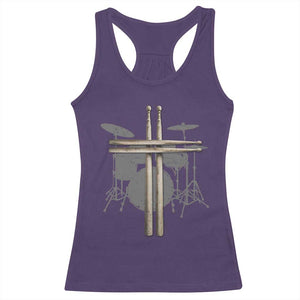 Christian Drummer Racerback Tank Top Drum Sticks Cross Percussionist Jesus Church TS10 Purple Print Your Wear