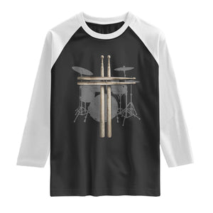 Christian Drummer Raglan Shirt Drum Sticks Cross Percussionist Jesus Church TS10 Black White Print Your Wear
