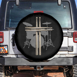 Christian Drummer Spare Tire Cover Drum Sticks Cross Percussionist Jesus Church TS10 No hole Black Print Your Wear