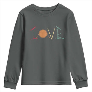 Retro Drummer Youth Sweatshirt Drum Love Drums Drumline TS10 Dark Heather Print Your Wear