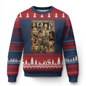 Black Freedom Fighters Ugly Christmas Sweater Huey P. Newton Bobby Seale Black History Month Juneteenth TS10 Navy Red Print Your Wear