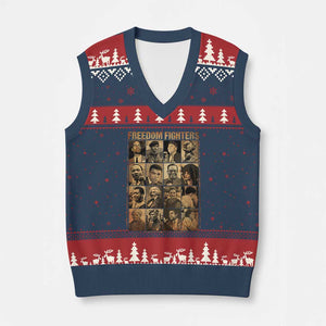 Black Freedom Fighters V-Neck Knit Sweater Vest Huey P. Newton Bobby Seale Black History Month Juneteenth TS10 Navy Red Print Your Wear