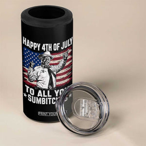 Happy 4th Of July To All You Sumbitches 4 in 1 Can Cooler Tumbler Funny Independence Day Meme American Flag