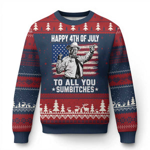Happy 4th Of July To All You Sumbitches Ugly Christmas Sweater Funny Independence Day Meme American Flag