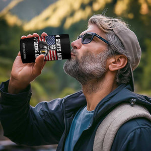 Funny 4th of July Abraham Lincoln Drinking Beer 4 in 1 Can Cooler Tumbler 4 Shots and 7 Beers Ago Patriotic Independence Day Meme
