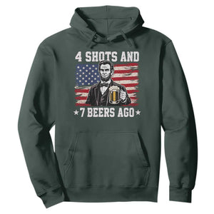 Funny 4th of July Abraham Lincoln Drinking Beer Hoodie 4 Shots and 7 Beers Ago Patriotic Independence Day Meme