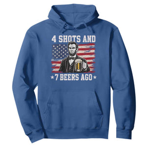 Funny 4th of July Abraham Lincoln Drinking Beer Hoodie 4 Shots and 7 Beers Ago Patriotic Independence Day Meme