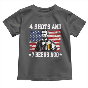 Funny 4th of July Abraham Lincoln Drinking Beer Toddler T Shirt 4 Shots and 7 Beers Ago Patriotic Independence Day Meme