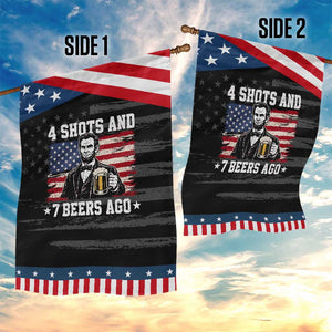Funny 4th of July Abraham Lincoln Drinking Beer Patriotic Garden Flag 4 Shots and 7 Beers Ago Independence Day Meme