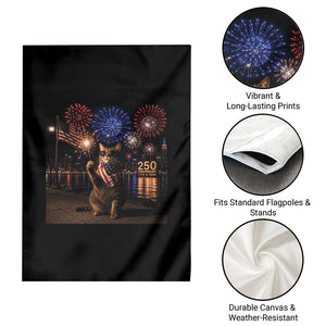 USA 250th Anniversary Cat Garden Flag Funny 4th Of July Independence Day 250 Years 1776 2026 Patriotic Celebration Meme