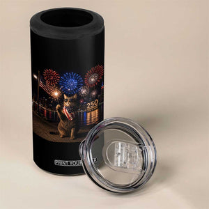 USA 250th Anniversary Cat 4 in 1 Can Cooler Tumbler Funny 4th Of July Independence Day 250 Years 1776 2026 Patriotic Celebration Meme