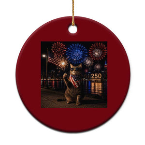 USA 250th Anniversary Cat Ceramic Ornament Funny 4th Of July Independence Day 250 Years 1776 2026 Patriotic Celebration Meme