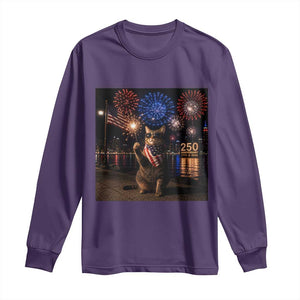 USA 250th Anniversary Cat Long Sleeve Shirt Funny 4th Of July Independence Day 250 Years 1776 2026 Patriotic Celebration Meme
