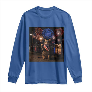 USA 250th Anniversary Cat Long Sleeve Shirt Funny 4th Of July Independence Day 250 Years 1776 2026 Patriotic Celebration Meme