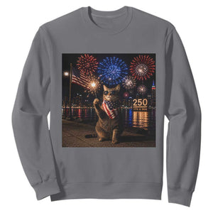 USA 250th Anniversary Cat Sweatshirt Funny 4th Of July Independence Day 250 Years 1776 2026 Patriotic Celebration Meme