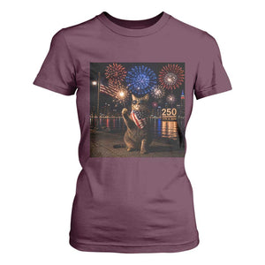USA 250th Anniversary Cat T Shirt For Women Funny 4th Of July Independence Day 250 Years 1776 2026 Patriotic Celebration Meme