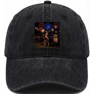 USA 250th Anniversary Cat Washed Cotton Baseball Cap Funny 4th Of July Independence Day 250 Years 1776 2026 Patriotic Celebration Meme