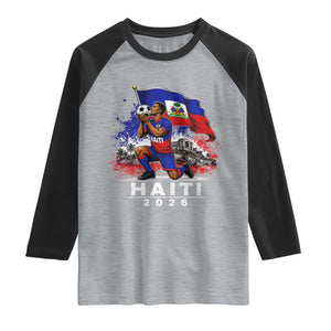 Haiti Soccer 2026 Raglan Shirt Haitian World Football Fan Ayiti Lover TS10 Heather Gray Black Print Your Wear
