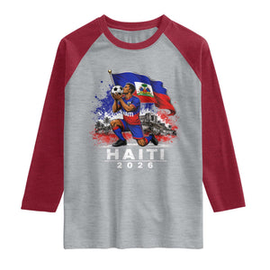 Haiti Soccer 2026 Raglan Shirt Haitian World Football Fan Ayiti Lover TS10 Heather Gray Heather Red Print Your Wear