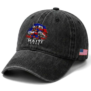 Haiti Soccer 2026 Washed Cotton Baseball Cap Haitian World Football Fan Ayiti Lover TS10 Print Your Wear