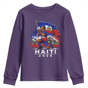 Haiti Soccer 2026 Youth Sweatshirt Haitian World Football Fan Ayiti Lover TS10 Purple Print Your Wear