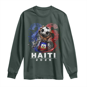 Haiti Soccer 2026 Long Sleeve Shirt World Football Fan Haitian Pride Ayiti TS10 Dark Forest Green Print Your Wear