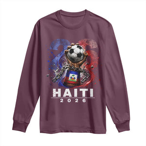 Haiti Soccer 2026 Long Sleeve Shirt World Football Fan Haitian Pride Ayiti TS10 Maroon Print Your Wear