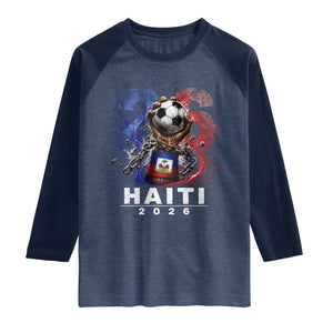 Haiti Soccer 2026 Raglan Shirt World Football Fan Haitian Pride Ayiti TS10 Heather Denim Navy Print Your Wear