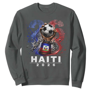 Haiti Soccer 2026 Sweatshirt World Football Fan Haitian Pride Ayiti TS10 Dark Heather Print Your Wear