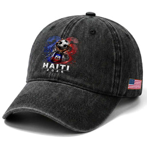 Haiti Soccer 2026 Washed Cotton Baseball Cap World Football Fan Haitian Pride Ayiti