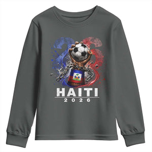 Haiti Soccer 2026 Youth Sweatshirt World Football Fan Haitian Pride Ayiti TS10 Dark Heather Print Your Wear